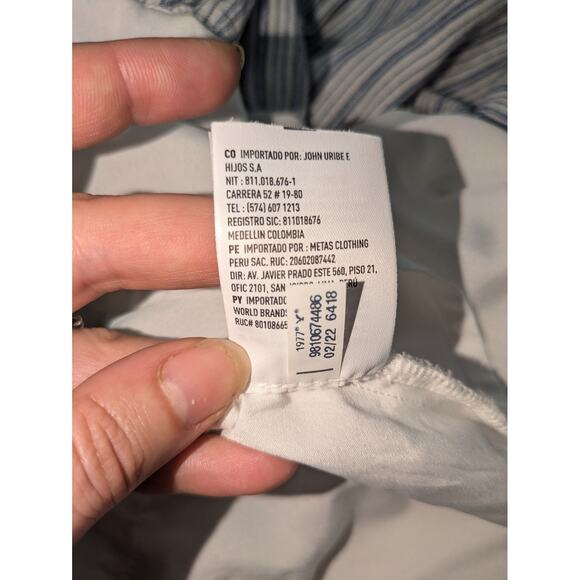 American Eagle Linen Blend Mini Dress Sz‎ Small Smocked Tiered Ruffle White Blue - Picture 10 of 14